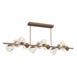 Luna Twisted Branch Linear Chandelier - Burnished Bronze / Amber Geo
