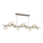 Luna Twisted Branch Linear Chandelier - Beige Silver / Amber Geo