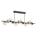 Luna Twisted Branch Linear Chandelier - Flat Bronze / Amber Geo