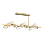 Luna Twisted Branch Linear Chandelier - Gilded Brass / Amber Geo