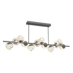 Luna Twisted Branch Linear Chandelier - Graphite / Amber Geo