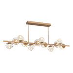 Luna Twisted Branch Linear Chandelier - Novel Brass / Amber Geo