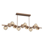 Luna Twisted Branch Linear Chandelier - Burnished Bronze / Bronze Geo