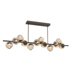 Luna Twisted Branch Linear Chandelier - Gilded Brass / Bronze Geo