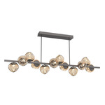 Luna Twisted Branch Linear Chandelier - Graphite / Bronze Geo