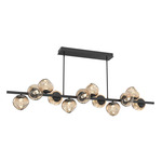 Luna Twisted Branch Linear Chandelier - Matte Black / Bronze Geo