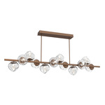 Luna Twisted Branch Linear Chandelier - Burnished Bronze / Clear Geo