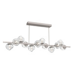 Luna Twisted Branch Linear Chandelier - Beige Silver / Clear Geo