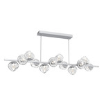 Luna Twisted Branch Linear Chandelier - Classic Silver / Clear Geo