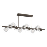 Luna Twisted Branch Linear Chandelier - Flat Bronze / Clear Geo