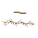 Luna Twisted Branch Linear Chandelier - Gilded Brass / Clear Geo