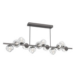 Luna Twisted Branch Linear Chandelier - Graphite / Clear Geo