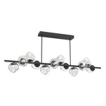 Luna Twisted Branch Linear Chandelier - Matte Black / Clear Geo