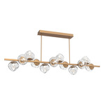 Luna Twisted Branch Linear Chandelier - Novel Brass / Clear Geo