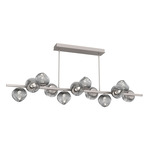 Luna Twisted Branch Linear Chandelier - Beige Silver / Smoke Geo