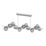 Luna Twisted Branch Linear Chandelier - Classic Silver / Smoke Geo