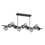 Luna Twisted Branch Linear Chandelier - Matte Black / Smoke Geo