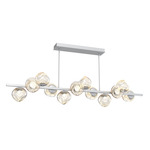 Luna Twisted Branch Linear Chandelier - Classic Silver / Amber Zircon