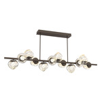 Luna Twisted Branch Linear Chandelier - Flat Bronze / Amber Zircon