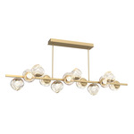 Luna Twisted Branch Linear Chandelier - Gilded Brass / Amber Zircon
