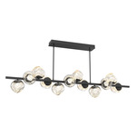 Luna Twisted Branch Linear Chandelier - Matte Black / Amber Zircon