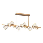 Luna Twisted Branch Linear Chandelier - Novel Brass / Amber Zircon