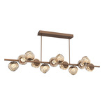 Luna Twisted Branch Linear Chandelier - Burnished Bronze / Bronze Zircon