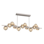 Luna Twisted Branch Linear Chandelier - Beige Silver / Bronze Zircon