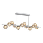 Luna Twisted Branch Linear Chandelier - Classic Silver / Bronze Zircon