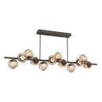 Luna Twisted Branch Linear Chandelier - Flat Bronze / Bronze Zircon