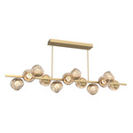 Luna Twisted Branch Linear Chandelier - Gilded Brass / Bronze Zircon