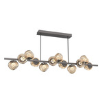 Luna Twisted Branch Linear Chandelier - Graphite / Bronze Zircon