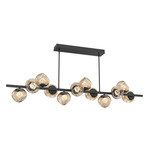 Luna Twisted Branch Linear Chandelier - Matte Black / Bronze Zircon
