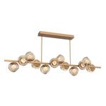Luna Twisted Branch Linear Chandelier - Novel Brass / Bronze Zircon
