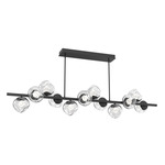 Luna Twisted Branch Linear Chandelier - Matte Black / Clear Zircon