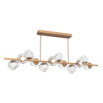 Luna Twisted Branch Linear Chandelier - Novel Brass / Clear Zircon