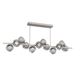 Luna Twisted Branch Linear Chandelier - Beige Silver / Smoke Zircon