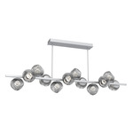 Luna Twisted Branch Linear Chandelier - Classic Silver / Smoke Zircon