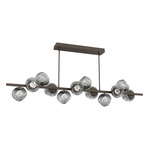 Luna Twisted Branch Linear Chandelier - Flat Bronze / Smoke Zircon