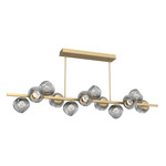 Luna Twisted Branch Linear Chandelier - Gilded Brass / Smoke Zircon