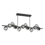 Luna Twisted Branch Linear Chandelier - Matte Black / Smoke Zircon