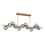 Luna Twisted Branch Linear Chandelier - Novel Brass / Smoke Zircon