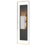 Shadow Box Tall Slate Outdoor Wall Sconce - Marine Grade White / Clear