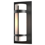 Banded Outdoor Wall Sconce - Marine Grade Black / Opal
