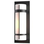 Banded Outdoor Wall Sconce - Marine Grade Black / Opal