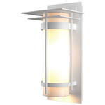 Banded Top Plate Outdoor Wall Sconce - Marine Grade White / Opal