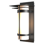 Banded Top Plate Outdoor Wall Sconce - Marine Grade Black / Opal