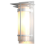 Banded Top Plate Outdoor Wall Sconce - Marine Grade White / Opal