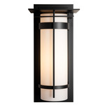 Banded Top Plate Outdoor Wall Sconce - Marine Grade Black / Opal