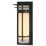 Banded Top Plate Outdoor Wall Sconce - Marine Grade Black / Opal